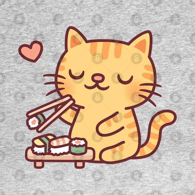 Cute Tabby Cat Loves Japanese Sushi by rustydoodle